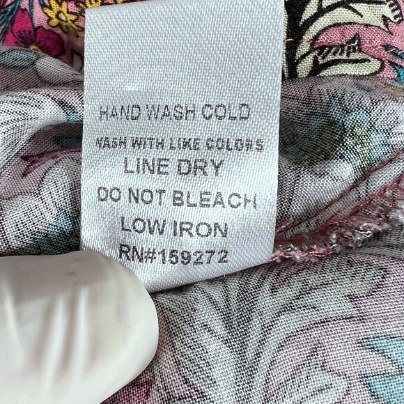 GiGio Womens M Boho Floral Blouse Smocked Cuff Balloon Sleeves Hippie Artsy Top - Picture 15 of 16